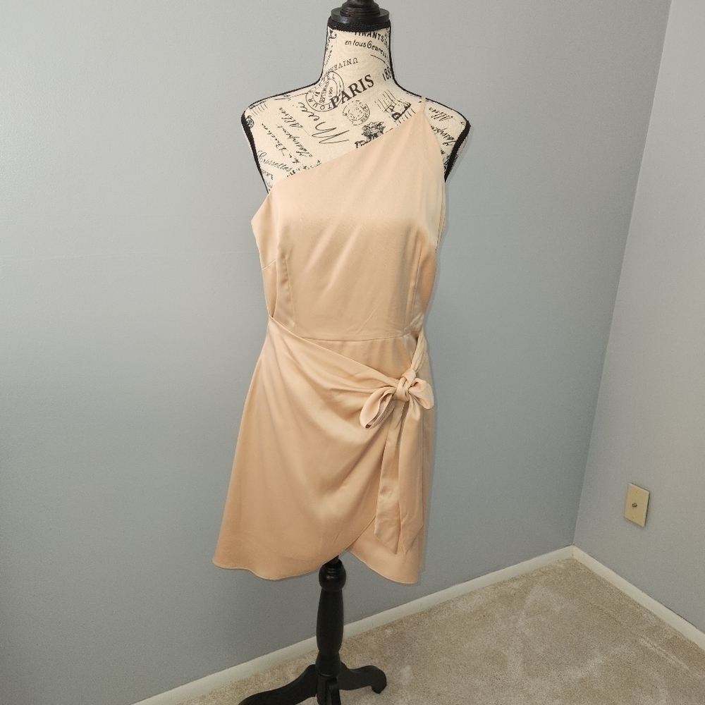 Gianni Bini NWT One Shoulder Spaghetti Strap Tie Waist Mini Wrap Dress Size 8 - Picture 3 of 12